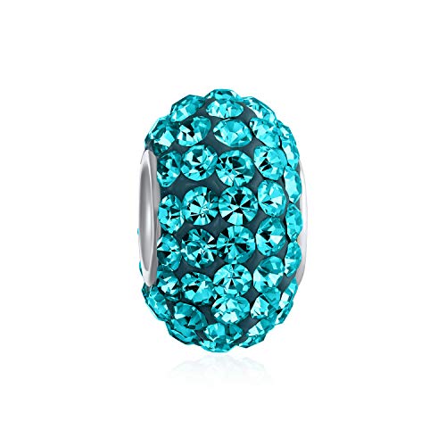 Bling Jewelry Massive Teal Blue Crystal Spacer Bead Core .925 Sterling Silber Passt Europäischen Charmee Armband Für Frauen Für Teenager von Bling Jewelry