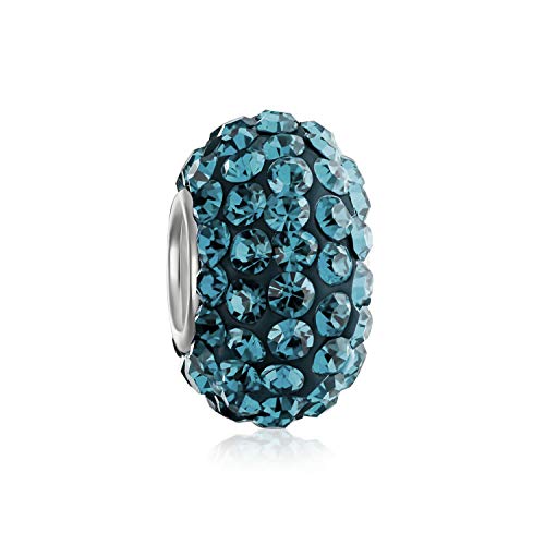 Bling Jewelry Teal Blue Crystal Spacer Bead Core .925 Sterling Silber Passt Europäischen Charmee Armband Für Frauen Für Teenager von Bling Jewelry