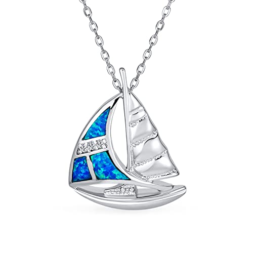 Edelstein Nautischen Boot Sommer Karibik Urlaub Schiff Matrose Erstellt Blau Opal Segelboot Halskette Anhänger Für Frauen Teen .925 Sterling Silber Groß von Bling Jewelry