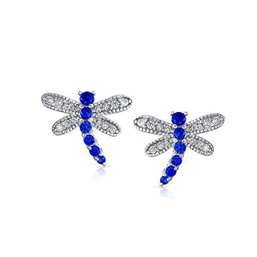 Enchanting Garten Delights - Zierliche Kleine Blau & Weiß CZ Libelle, Glühwürmchen, Schmetterling Ohrstecker In Silber-Vergoldetem Messing Für Frauen Und Jugendliche von Bling Jewelry