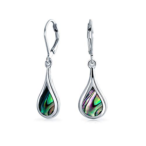 Geometrische Irisierende Regenbogen Natur Abalone Schale Natürliche Mittlere Regentropfen Tränen Dangle Ohrringe Für Frauen Teenager .925 Sterling Silber Lever Back von Bling Jewelry