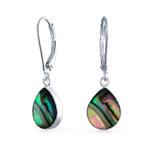 Geometrische Irisierende Regenbogen Natur Abalone Schale Natürliche Regentropfen Tränen Dangle Ohrringe Für Frauen Teenager .925 Sterling Silber Hebel Zurück von Bling Jewelry