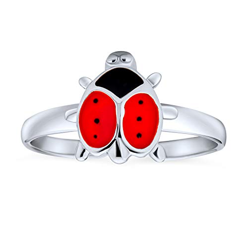 Lucky Red Black Ladybug Shape Garten Midi Dünne Band Toe Ring For Freundin Teens .925 Silver Sterling Einstellbar von Bling Jewelry