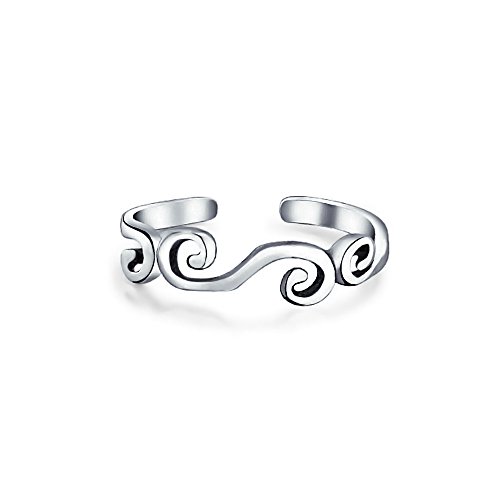 Personalisierte Offene Spirale Rosay Midi Filigrane Keltische Schriftrolle Wirbel Zehenring Für Frauen Teen Oxidiert .925 Silber Sterling Einstellbar Anpassbar von Bling Jewelry