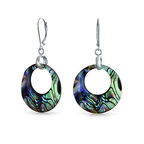 Regenbogen Schillernden Abalone Runde Offene Kreis Hoop Hebel Zurück Ohrringe Für Frauen .925 Sterling Silber von Bling Jewelry