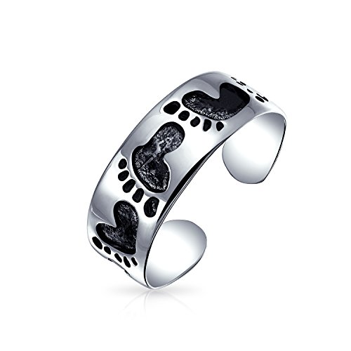 Nautische Strand Sand Fußabdrücke Oxidiert Midi Band Zehenring Für Frauen .925 Silber Sterling Einstellbar von Bling Jewelry