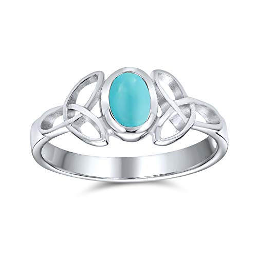 Zarte Keltische Trinity Knot Triquetra Ring Für Frauen Teenager Dünnen Band Blau Stabilisiert Türkis .925 Sterling Silber Ring von Bling Jewelry