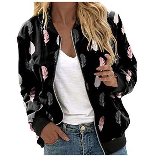 Blingko Casual Jacke Damen Reißverschluss Casual Jacken Herbst/Frühling dünne Jacke Ubergangs Jacke Sommerjacken Für Frauen Sportliche Übergangsjacke Damenjacke Damenbekleidung von Blingko