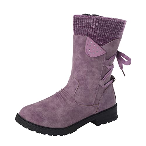 Blingko Stiefel Damen 43 Herbst Winter Damen Kurzstiefel mit Reißverschluss Schnürstiefeletten Women Herbst Mode Party Winterschuhe 2022 Winter Herbst Gefütterte Schuhe Damen von Blingko