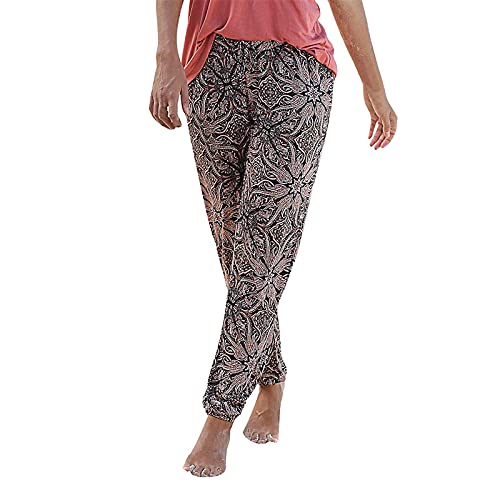 Blingko Sommerhose Damen Leicht Strand Haremshose Aladin Blume Drucken Pumphose Oversize Baggy Blumenmuster Boho Lange Baggy Hose Leicht Stoffhose Ballonhose Pluderhose Gedruckten Yogahose, K*braun von Blingko