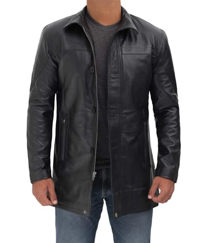 Blingsoul Leder Auto Mäntel Für Männer - Schwarz/Braun Echt Leder Jacke Männer, Bristol - Schwarze Jacke, L von Blingsoul