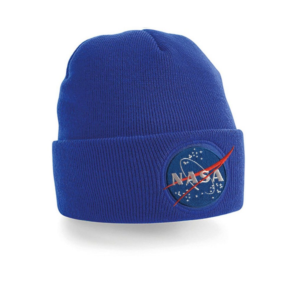 Blondie & Brownie Beanie Unisex Erwachsenen Nasa Stick Patch Apollo Astronaut Mars Mond X Space von Blondie & Brownie