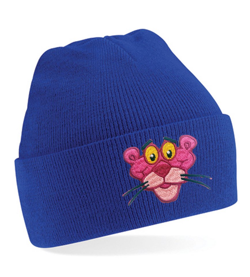 Blondie & Brownie Beanie Unisex Erwachsenen Pink Panther Paulchen Stick Patch Rosarote von Blondie & Brownie