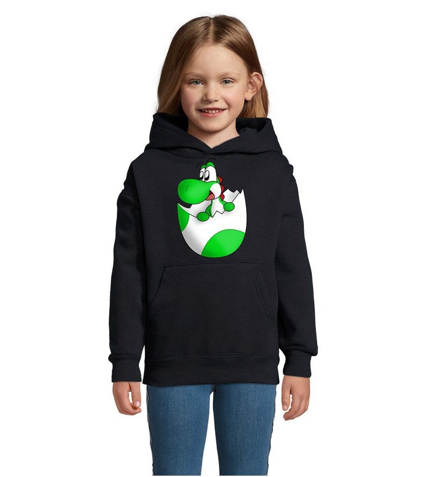 Blondie & Brownie Hoodie Kinder Jungen & Mädchen Baby Yoshi Ei Super Retro Konsole Gaming mit Kapuze von Blondie & Brownie