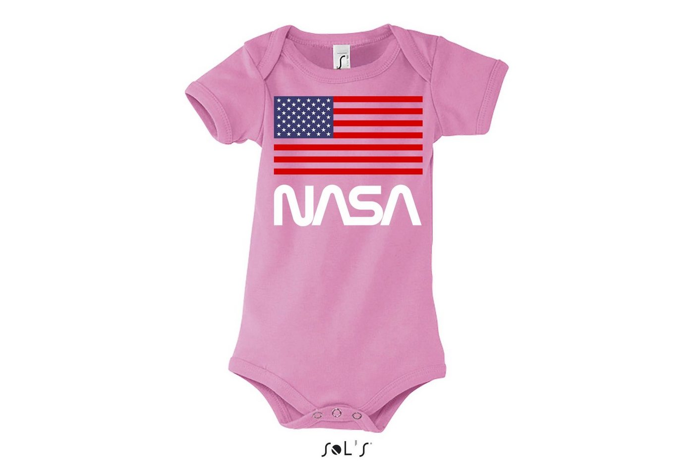 Blondie & Brownie Strampler Kinder Usa Nasa Logo Baby mit Druckknopf von Blondie & Brownie