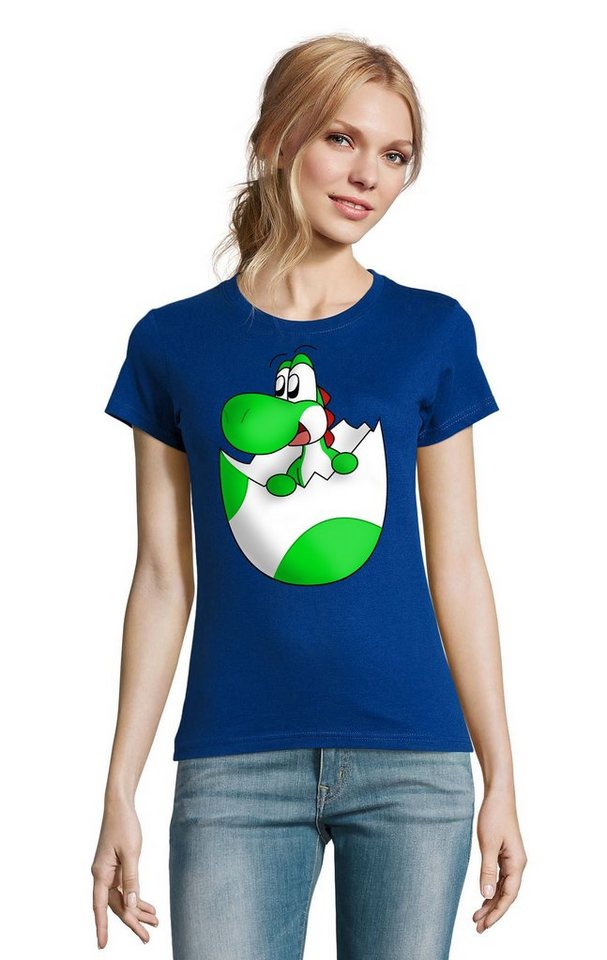 Blondie & Brownie T-Shirt Damen Baby Yoshi Ei Mario Super Retro Konsole Gaming von Blondie & Brownie