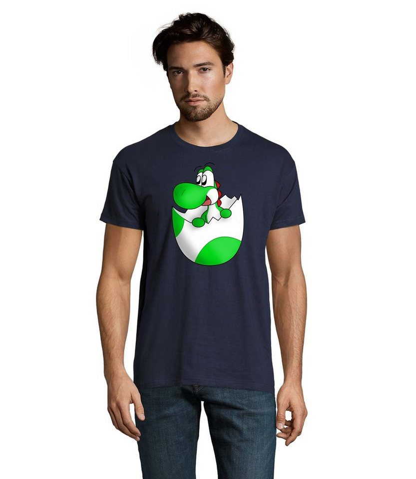 Blondie & Brownie T-Shirt Herren Baby Yoshi Ei Mario Super Retro Konsole Gaming von Blondie & Brownie