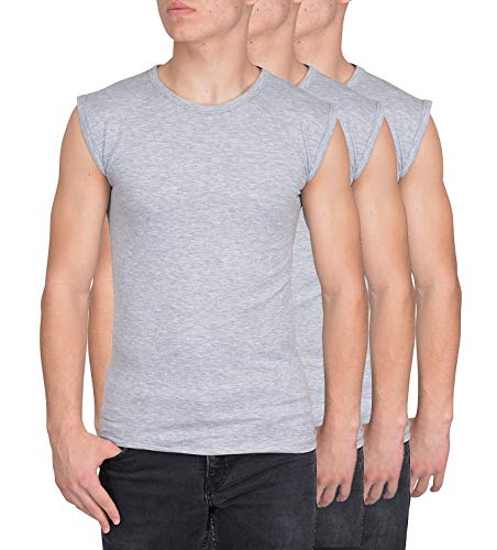 Blue Ness 3er Pack Herren T-Shirt Ärmellos - Herren Muskelshirt - Multipack Unterhemd Shirt für Fitness oder Freizeit - Herren Tank Shirt - Farbe Grau Größe XXL von Blue Ness