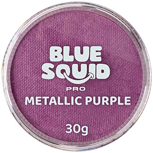 Blue Squid PRO Schminke Face Paint und Bodypaint - Metallic Lila 30g , Hochwertige, professionelle, wasserbasierte Einzelbehälter, Face und Bodypaint Farbe für Erwachsene, Kinder, Fasching und SFX von Blue Squid