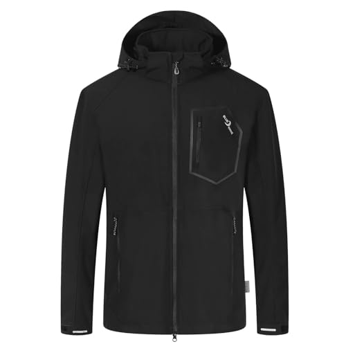 Blue Wave Herren Softshelljacke Louis mit verstellbarer Kapuze - Unifarbene Jacke winddicht und atmungsaktiv in Schwarz Größe 7XL Blue Wave Herren Softshelljacke Louis mit verstellbarer Kapuze - Unifarbene Jacke winddicht und atmungsaktiv in Schwarz Größe 7XL von Blue Wave