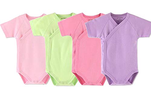 Blueleyu Baby-Bodysuit für Babys, kurzärmelig, Baumwolle, für Kleinkinder, Violett/Deep Pink/Grün/Pink, 6-9 Monate von Blueleyu