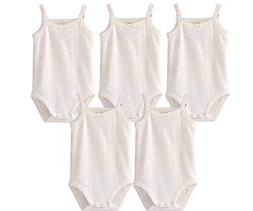 Blueleyu ärmelloses Tanktop, Body, für Babys, Mädchen, aus Baumwolle, 3er-Pack Strampler, 5 Stück Weiß, 50 von Blueleyu