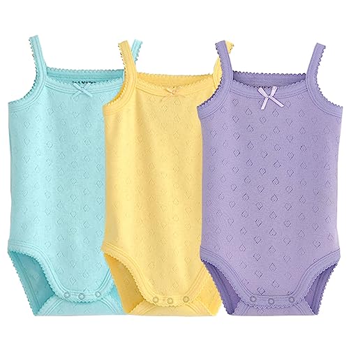 Blueleyu ärmelloses Tanktop, Body, für Babys, Mädchen, aus Baumwolle, 3er-Pack Strampler, Lila/Blau/Gelb, 86 von Blueleyu