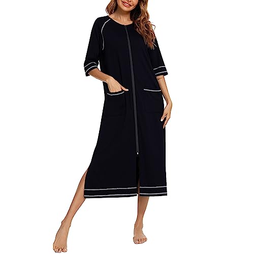 Bademantel Damen Herren Hotel Morgenmantel Damen Taillenrobe Dusch Bride Nachtkleid Männer Plüsch Bademäntel Elegant Langarm Bade Poncho Herren Pyjama Schwarz XL von Bluelucon