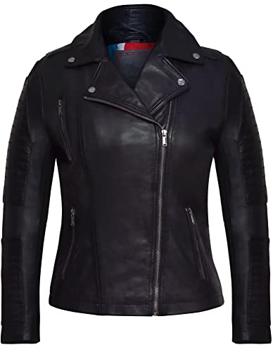 Blueorn Damen Lederjacke LYA Frauen Echtleder Jacke - Leder Bikerjacke mit modernen Steppungen und Reverskragen von Blueorn