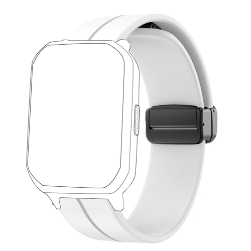 Blueshaweu 16mm Armband für Kinder smartwatch, Weiches Silikon Dual Magnetisch Einstellbar Armbänder Kompatibel mit Slothcloud H97 Pro/DIGEEHOT H39R /Hengto H39 Plus Smartwatch (weiß) von Blueshaweu