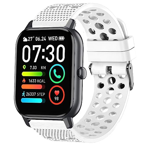 Blueshaweu Armband Kompatibel Für P66D Smartwatch 1,85'', Classic Sport Silikon Ersatz Uhrenarmband Für Aptkdoe P66D / Dotn P66D / Ddidbi P66D Smartwatch 1.85 Zoll (weiß) von Blueshaweu