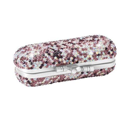 Blueshyhall Lippenstift Etui Spiegel Mini, Lippenstift Etui mit Deckel, Hartschalen Lippenstift Organizer Klein Mit Bling Kristall Diamant Für Frauen, Herren, Reisen, Handtaschem (Lila) von Blueshyhall