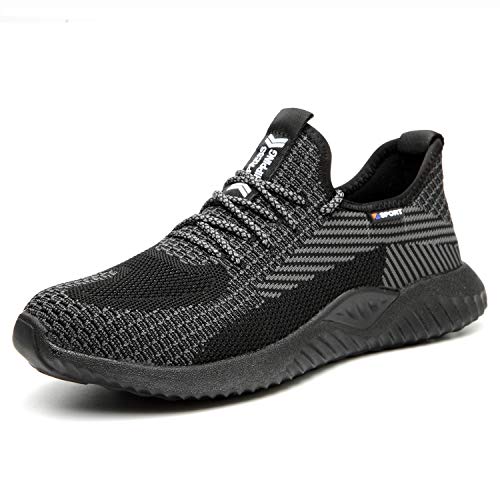 Blueskyli Sicherheitsschuhe Herren S3 Leicht Arbeitsschuhe Damen rutschfest Atmungsaktiv Sportlich Stahlkappe Sneaker Gr.36-48 von Blueskyli