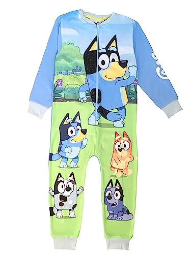 Bluey, Jungen- oder Mädchen-Einteiler, Schlafanzug, All-in-One-Pyjama für Kinder, Blau, Alter 5-6 Jahre von Bluey