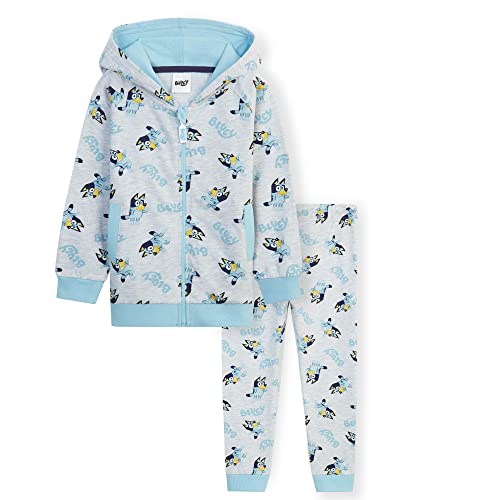 Bluey Jogginganzug Kinder Mädchen Trainingsanzug Kapuzenpullover und Jogginghose Set (Grau/Blau, 4-5 Jahre) von Bluey