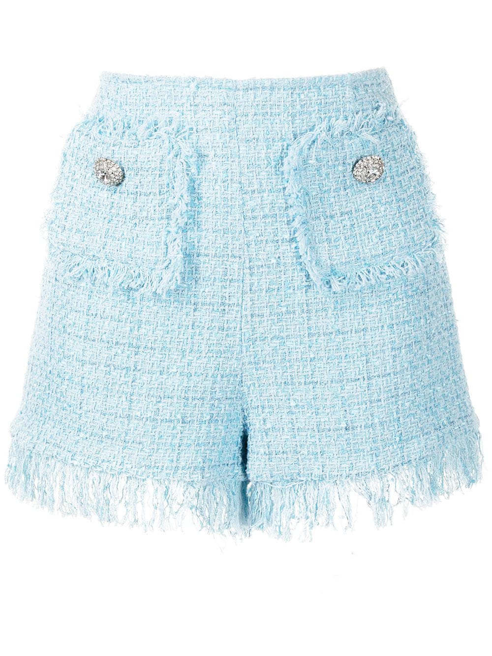 Blumarine Tweed-Shorts mit Fransen - Blau von Blumarine