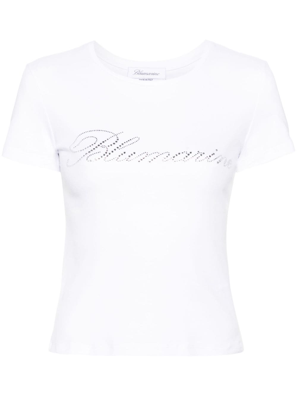 Blumarine T-Shirt mit Strass-Logo - Weiß von Blumarine