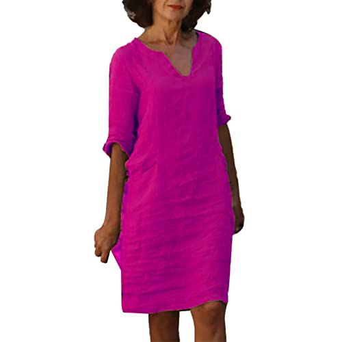 Leinenkleid Damen Sommer V-Ausschnitt 3/4 Ärmel Sommerkleid Leicht Und Luftig Knielang Leinenkleider Casual Blusenkleid Freizeitkleid Strandkleide A-Linie Kleid Leinen Kleidung Leinenkleid Damen Sommer V-Ausschnitt 3/4 Ärmel Sommerkleid Leicht Und Luftig Knielang Leinenkleider Casual Blusenkleid Freizeitkleid Strandkleide A-Linie Kleid Leinen Kleidung von BlzzWo