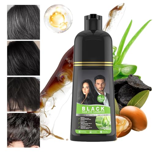 Schnelles schwarzes Haarfarbstoff Shampoo, Anti-Grau-Haarshampoo, schnell wirkende Farbbehandlung, revitalisiert tägliche Reinigung, duftende Formel mit Flüssigkeitszufuhr, 500 ml, für Männer und Schnelles schwarzes Haarfarbstoff Shampoo, Anti-Grau-Haarshampoo, schnell wirkende Farbbehandlung, revitalisiert tägliche Reinigung, duftende Formel mit Flüssigkeitszufuhr, 500 ml, für Männer und von Bmdjdq
