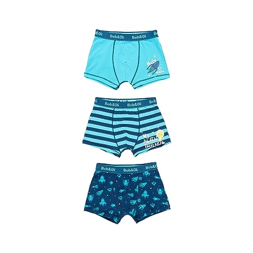 Kinder Boxershorts - 3er Pack Kinder Boxershorts - Jungen - Baumwolle - Unterwäsche für Jungen - Boxershorts 2 Jahre bis 12 Jahre, Raketenaufdruck, 5 Jahre von Boboli