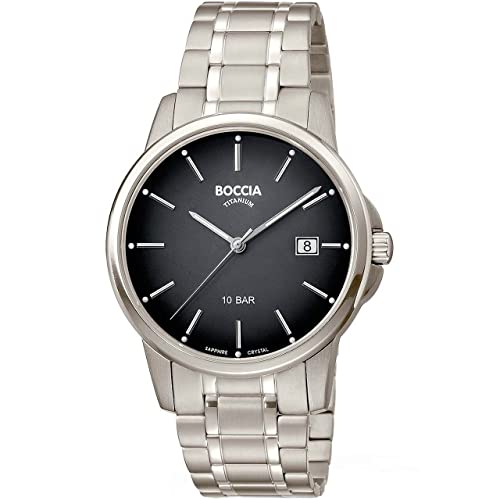 Boccia Herren Analog Quarz Uhr mit Titanband Armband 3633-07 von Boccia