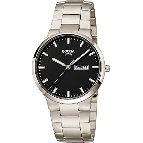 Boccia Herren Analog Quarz Uhr mit Titan Armband 3649-03 von Boccia