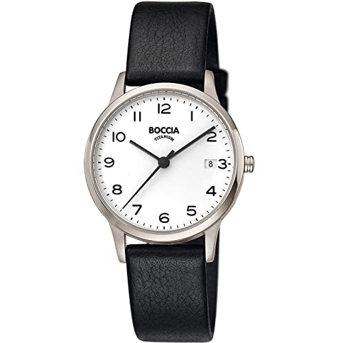 Boccia Damen Analoger Quarz Uhr mit Echtes Leder Armband 3310-01 von Boccia