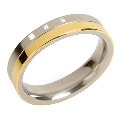 Boccia Unisex-Ring You and me Titan teilvergoldet Diamant (0.015 ct) weiß Brillantschliff Gr. 68 (21.6) - 0129-0468 von Boccia