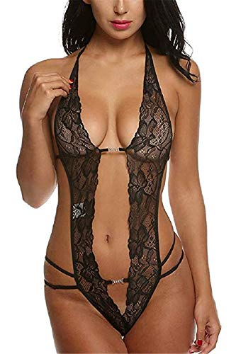 BodyGo Damen Sexy Body Dessous Rückenfrei Spitze Bodysuit Negligee Reizwäsche Unterwäsche Babydoll Lingerie Erotic Erotische Nachtwäsche, Schwarz, 1 von BodyGo