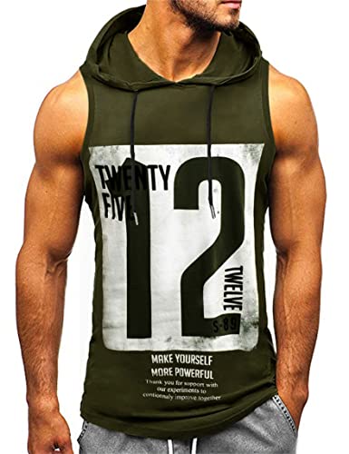 Tank top Herren Gym Vest Sleeveless Hoodie Muscle Shirt Workout Sports Fitness Vests Hoodie von BodyGo