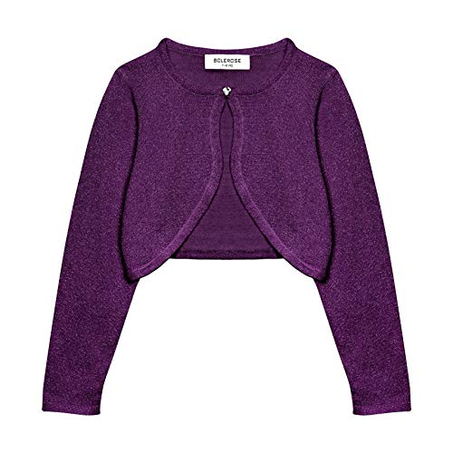 Bolerose Mädchen Langarm Bolero Funkeln Strickjacke Kinder (Lila, 13-14 Jahre) von Bolerose