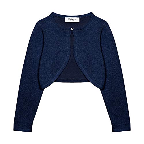 Bolerose Mädchen Langarm Bolero Funkeln Strickjacke Kinder (Nachtblau, 9-10 Jahre) von Bolerose