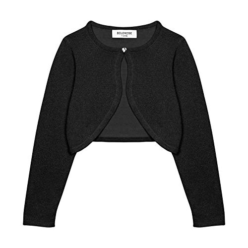 Bolerose Mädchen Langarm Bolero Funkeln Strickjacke Kinder (Schwarz, 13-14 Jahre) von Bolerose