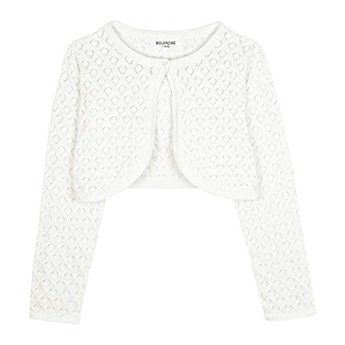 Bolerose Mädchen Langarm Bolero Pointelle-Strickbolero für Kinder (Elfenbein, 3-4 Jahre) von Bolerose